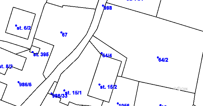 Parcela st. 64/4 v KÚ Otovice u Karlových Var, Katastrální mapa