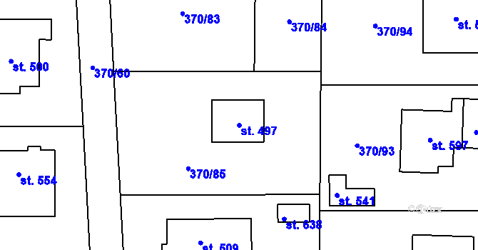 Parcela st. 497 v KÚ Otovice u Karlových Var, Katastrální mapa