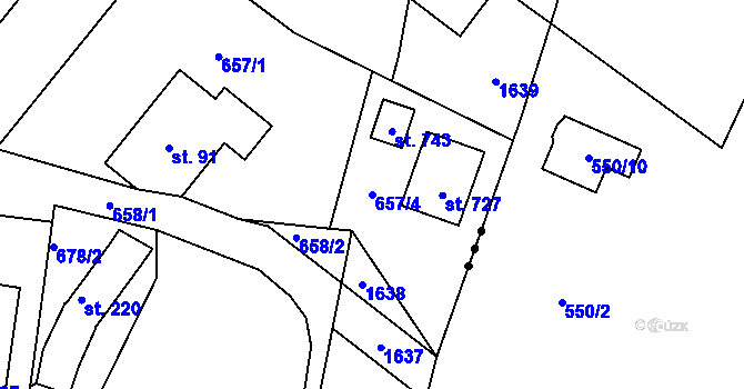 Parcela st. 657/4 v KÚ Otovice u Karlových Var, Katastrální mapa