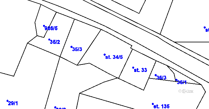 Parcela st. 34/5 v KÚ Otovice u Karlových Var, Katastrální mapa