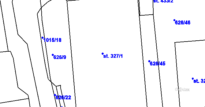 Parcela st. 327/1 v KÚ Otovice u Karlových Var, Katastrální mapa