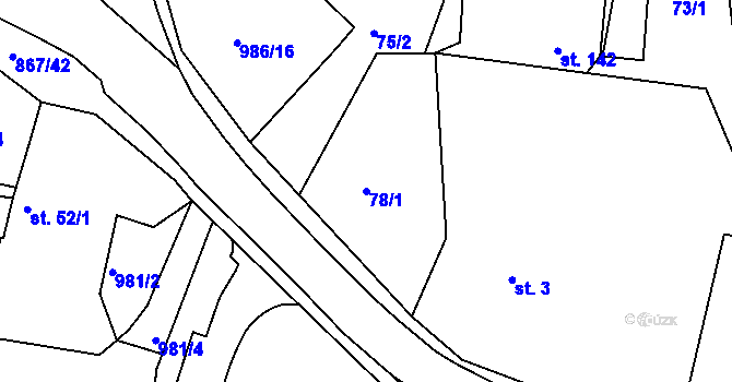 Parcela st. 78/1 v KÚ Otovice u Karlových Var, Katastrální mapa