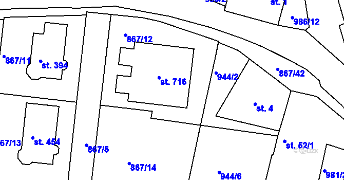 Parcela st. 867/6 v KÚ Otovice u Karlových Var, Katastrální mapa
