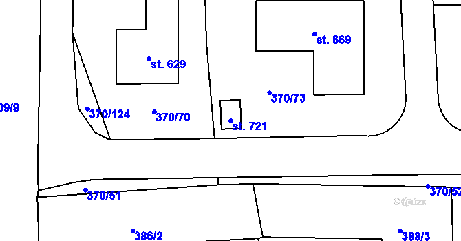Parcela st. 721 v KÚ Otovice u Karlových Var, Katastrální mapa