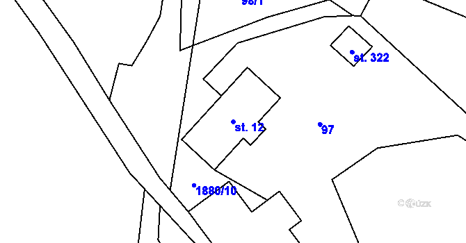 Parcela st. 12 v KÚ Otovice u Broumova, Katastrální mapa
