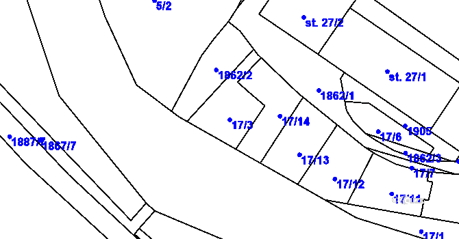 Parcela st. 17/3 v KÚ Otovice u Broumova, Katastrální mapa