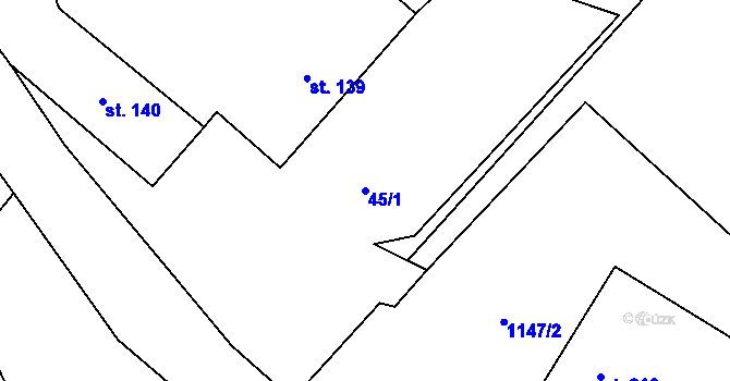 Parcela st. 45/1 v KÚ Otovice u Broumova, Katastrální mapa
