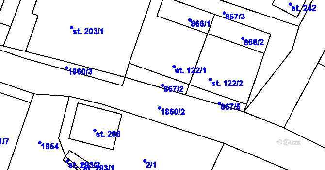 Parcela st. 867/2 v KÚ Otovice u Broumova, Katastrální mapa