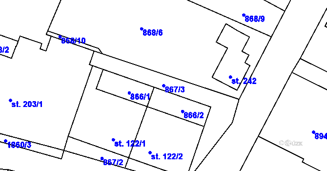 Parcela st. 867/3 v KÚ Otovice u Broumova, Katastrální mapa