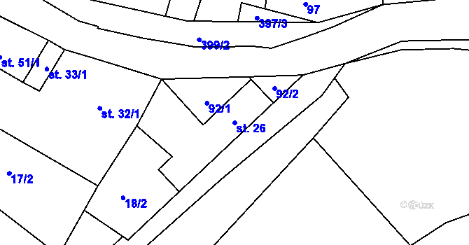 Parcela st. 26 v KÚ Otradice, Katastrální mapa