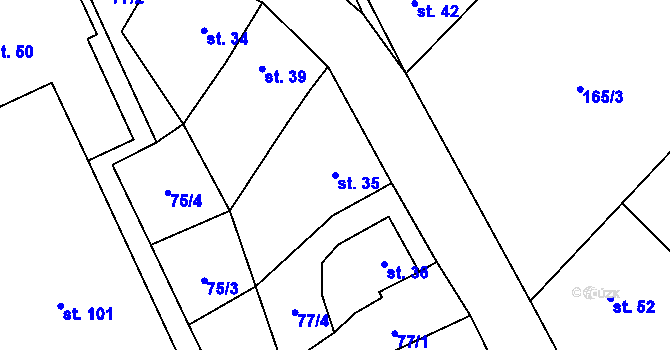 Parcela st. 35 v KÚ Otradice, Katastrální mapa