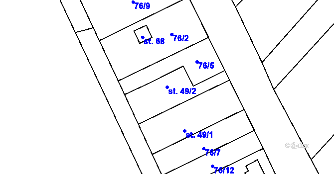 Parcela st. 49/2 v KÚ Otradice, Katastrální mapa