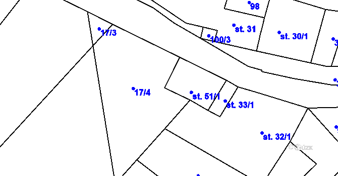 Parcela st. 51/2 v KÚ Otradice, Katastrální mapa