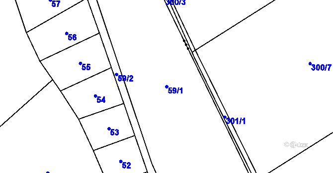 Parcela st. 59/1 v KÚ Otradice, Katastrální mapa