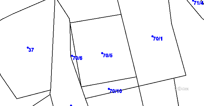 Parcela st. 70/5 v KÚ Otradice, Katastrální mapa