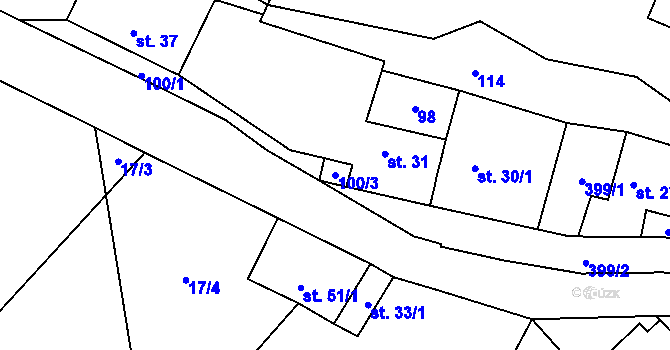 Parcela st. 100/3 v KÚ Otradice, Katastrální mapa
