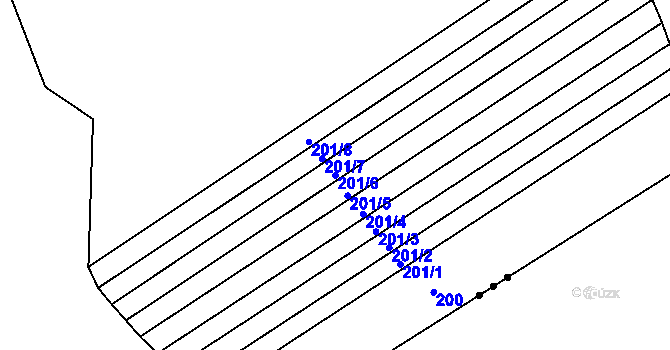 Parcela st. 201/6 v KÚ Otradice, Katastrální mapa