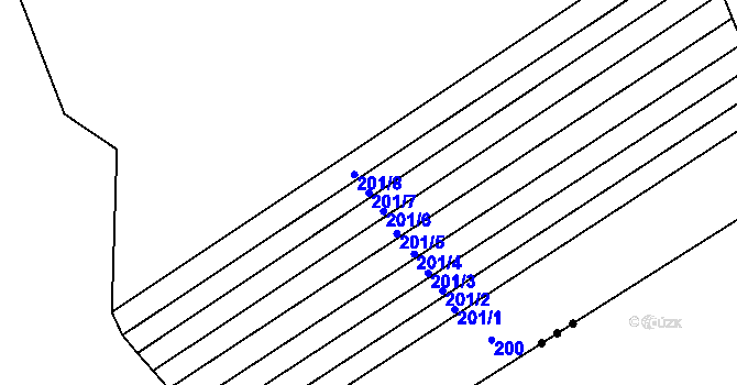 Parcela st. 201/7 v KÚ Otradice, Katastrální mapa