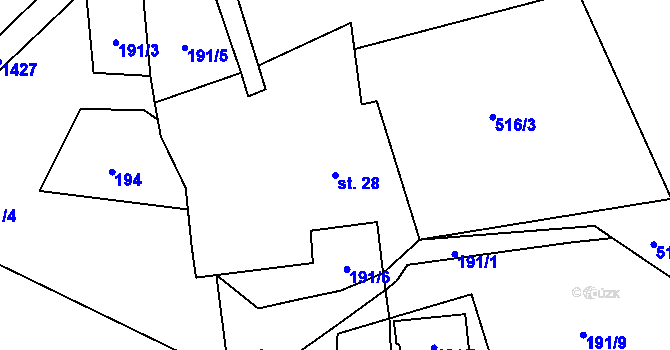 Parcela st. 28 v KÚ Otradov, Katastrální mapa