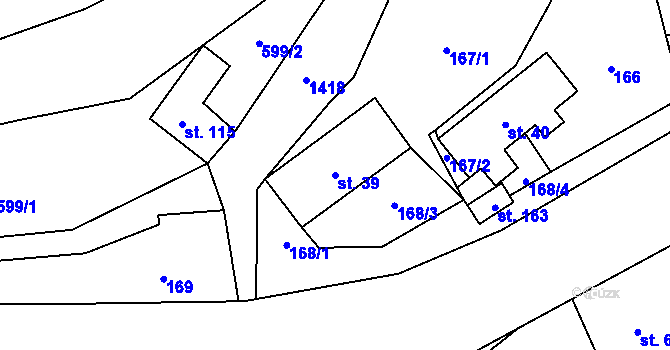 Parcela st. 39 v KÚ Otradov, Katastrální mapa