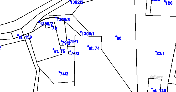 Parcela st. 74 v KÚ Otradov, Katastrální mapa