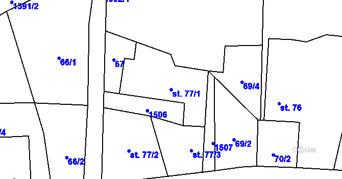 Parcela st. 77/1 v KÚ Otradov, Katastrální mapa