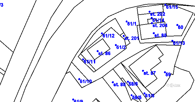 Parcela st. 86 v KÚ Otradov, Katastrální mapa