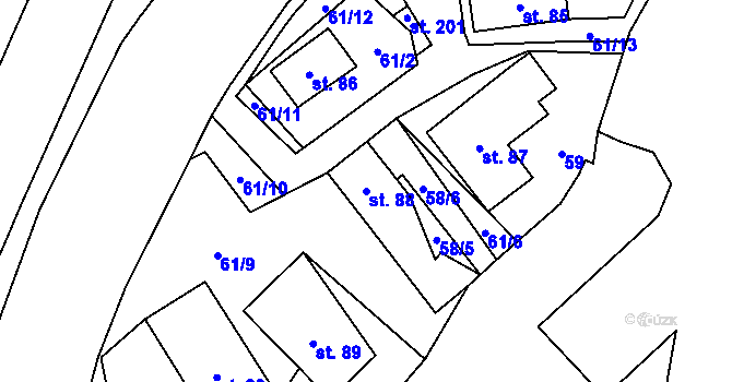 Parcela st. 88 v KÚ Otradov, Katastrální mapa