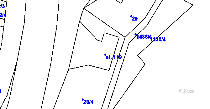 Parcela st. 119 v KÚ Otradov, Katastrální mapa