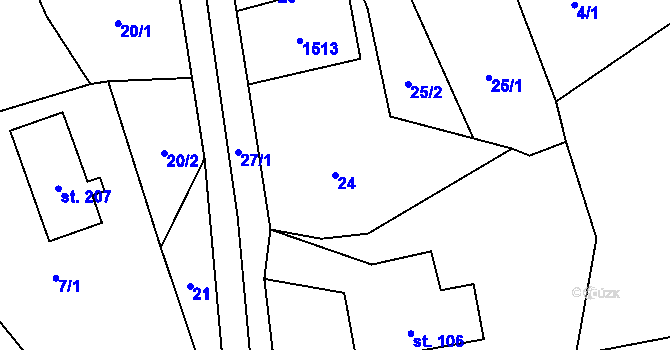 Parcela st. 24 v KÚ Otradov, Katastrální mapa