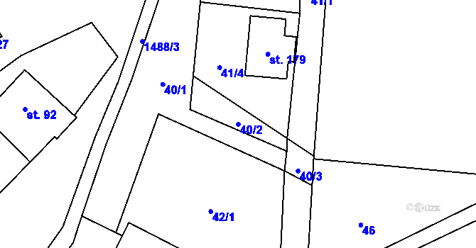 Parcela st. 40/2 v KÚ Otradov, Katastrální mapa
