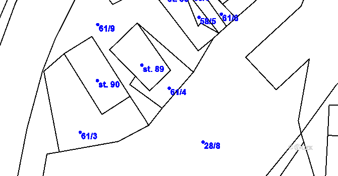 Parcela st. 61/4 v KÚ Otradov, Katastrální mapa