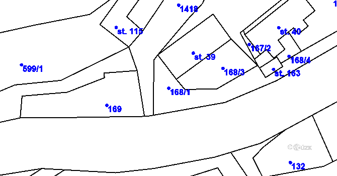 Parcela st. 168/1 v KÚ Otradov, Katastrální mapa