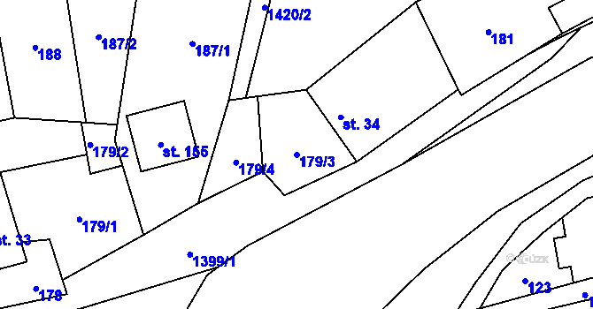 Parcela st. 179/3 v KÚ Otradov, Katastrální mapa