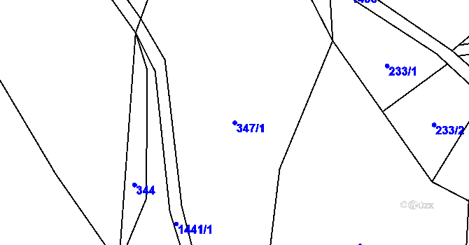 Parcela st. 347/1 v KÚ Otradov, Katastrální mapa