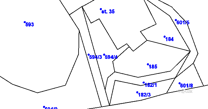 Parcela st. 594/4 v KÚ Otradov, Katastrální mapa