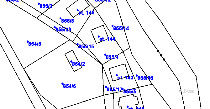 Parcela st. 855/4 v KÚ Otradov, Katastrální mapa