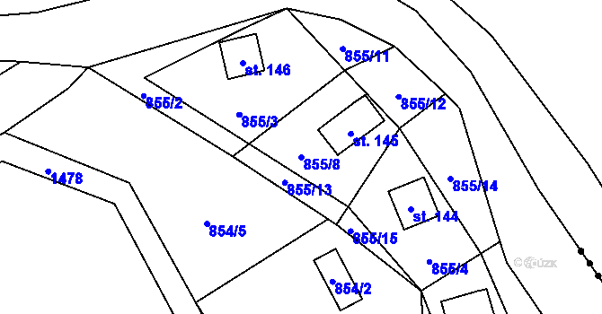 Parcela st. 855/8 v KÚ Otradov, Katastrální mapa