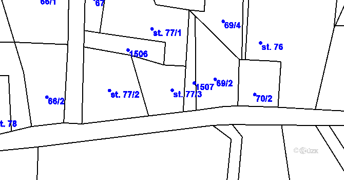 Parcela st. 77/3 v KÚ Otradov, Katastrální mapa