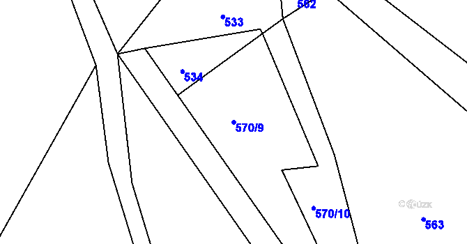 Parcela st. 570/9 v KÚ Otradov, Katastrální mapa