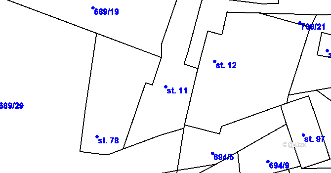 Parcela st. 11 v KÚ Brť, Katastrální mapa