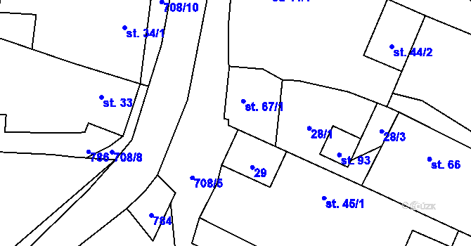 Parcela st. 67/2 v KÚ Brť, Katastrální mapa