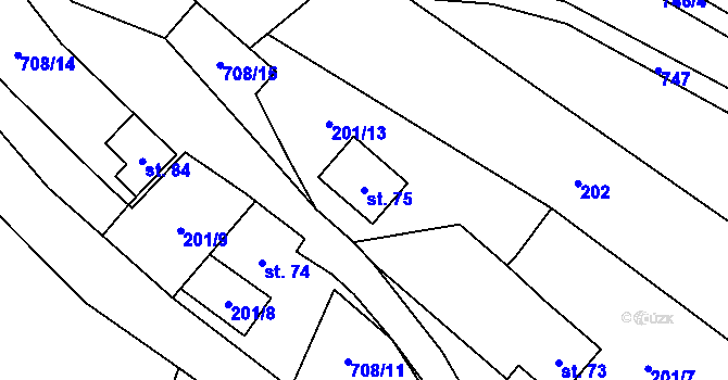 Parcela st. 75 v KÚ Brť, Katastrální mapa
