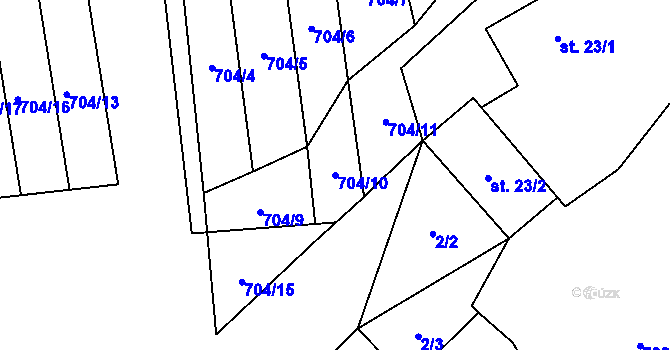 Parcela st. 704/10 v KÚ Brť, Katastrální mapa