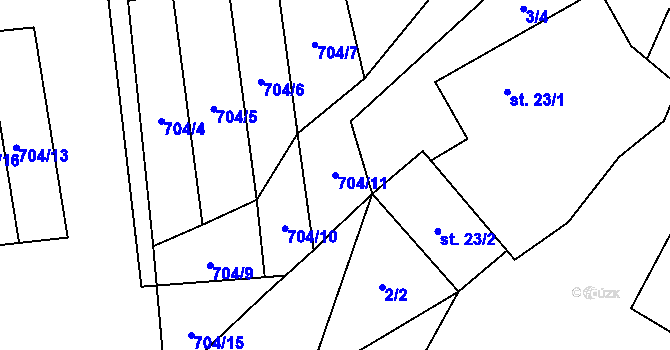Parcela st. 704/11 v KÚ Brť, Katastrální mapa
