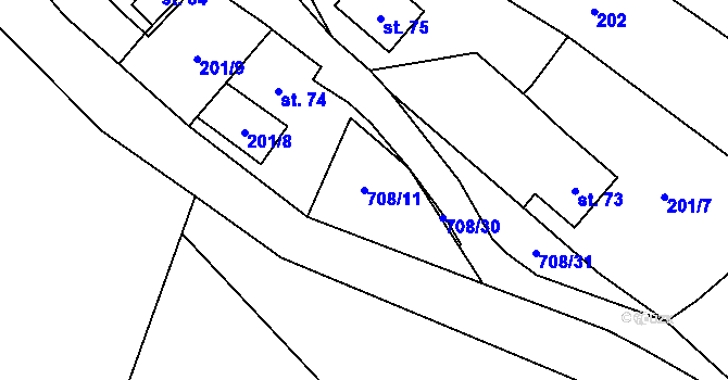 Parcela st. 708/11 v KÚ Brť, Katastrální mapa