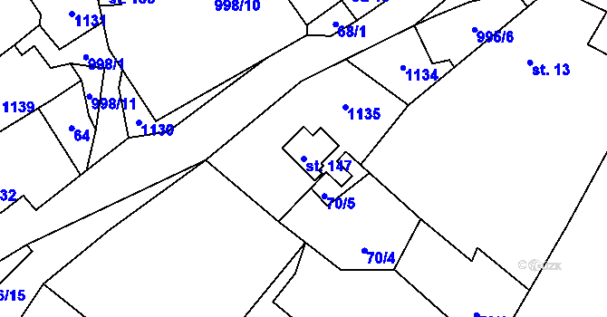 Parcela st. 147 v KÚ Měchov, Katastrální mapa