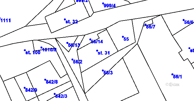 Parcela st. 31 v KÚ Měchov, Katastrální mapa