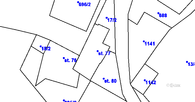 Parcela st. 77 v KÚ Měchov, Katastrální mapa