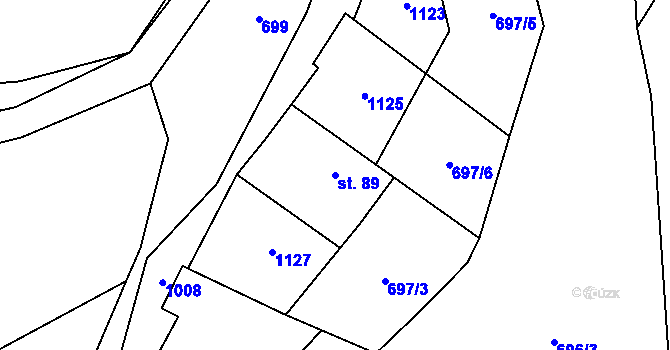 Parcela st. 89 v KÚ Měchov, Katastrální mapa